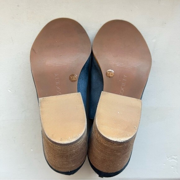 Sole Society Blue Suede So-Ferris Open Toe Bootie Sandals Block Heel Size 7.5 - Picture 11 of 16